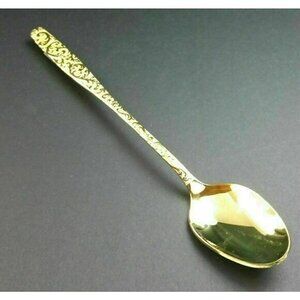 Americana Golden Heritage Scroll Gold Electroplate Ice Teaspoons Set of 2 Vintag